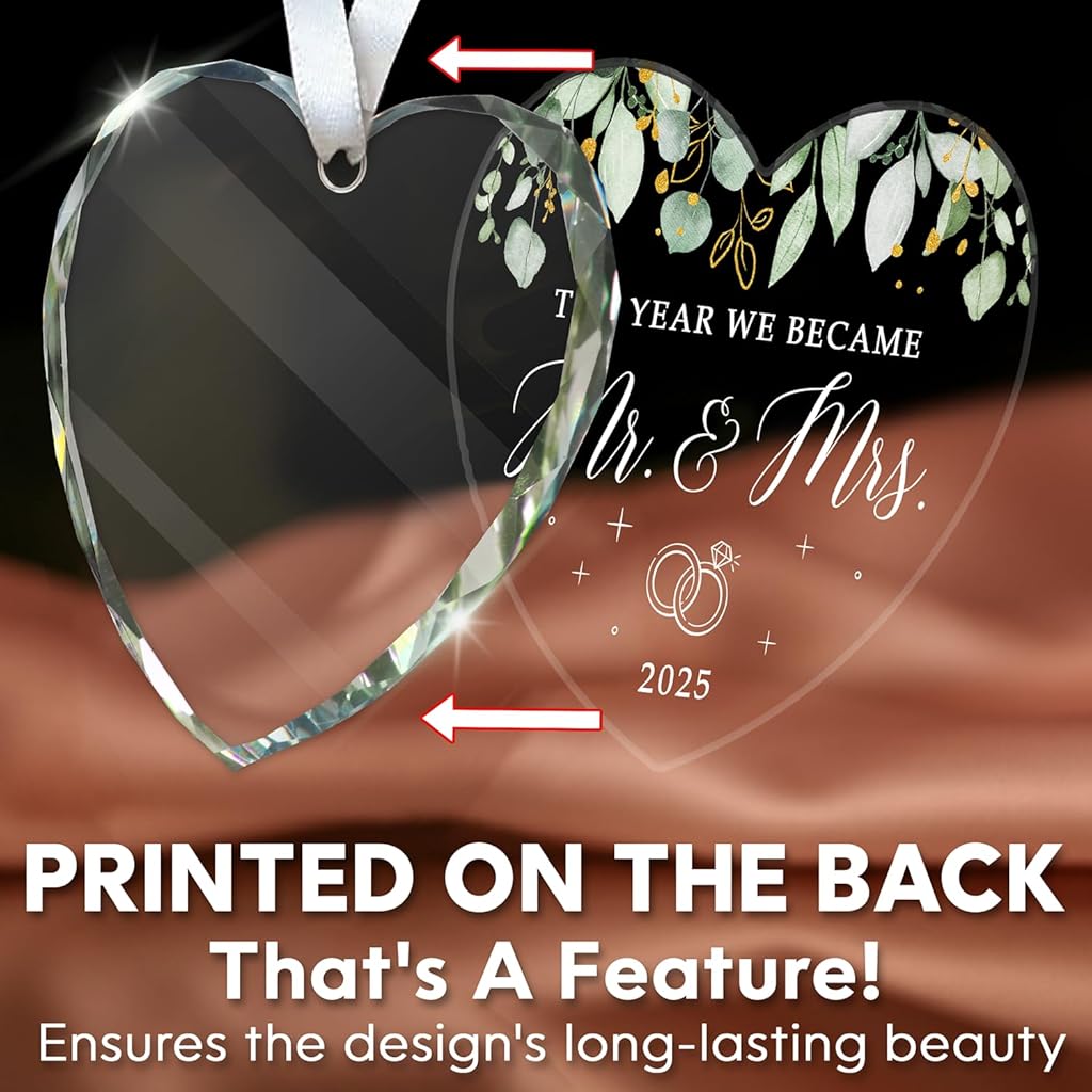 PATPAT® Gifts for Couples 2025 - Mr and Mrs Gifts - Gift Ideas for Newly Wed Couple, Bride, Bridal Shower, Future Mr & Mrs - Just Married Glass Ornament 2025, 1st Married Decorations PATPAT® Gifts for Couples 2025 - Mr and Mrs Gifts - Gift Ideas for Newly Wed Couple, Bride, Bridal Shower, Future Mr & Mrs - Just Married Glass Ornament 2025, 1st Married Decorations